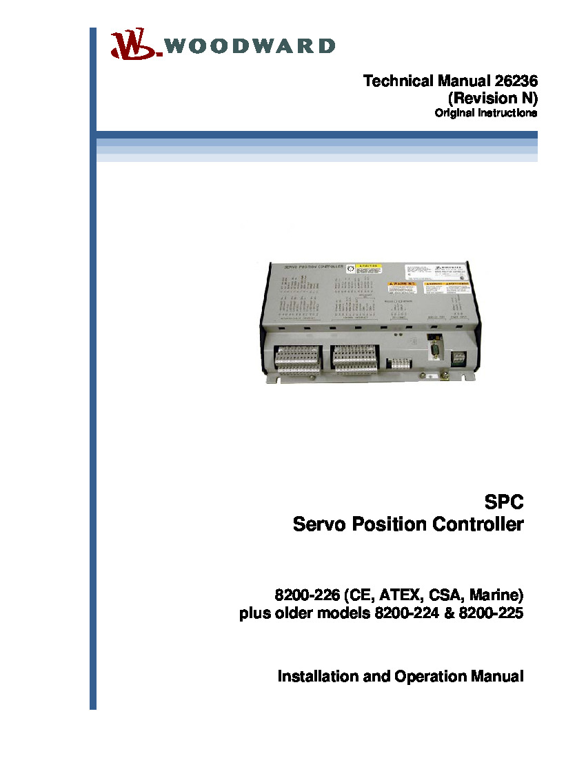 First Page Image of 8200-226 Servo Position Controller Manual.pdf